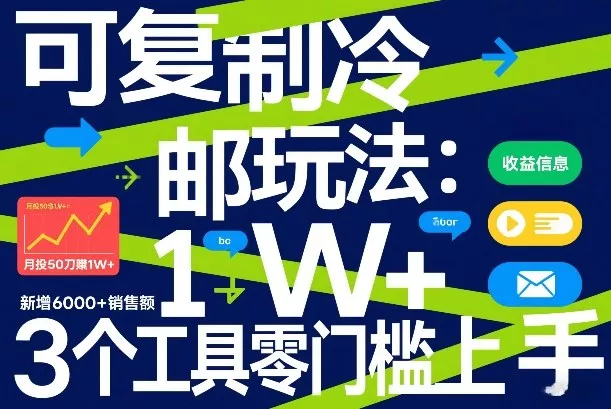 可复制冷邮件玩法：月投50刀賺1W+，新增6000+销售额，3个工具零门槛上手 - 项目资源网