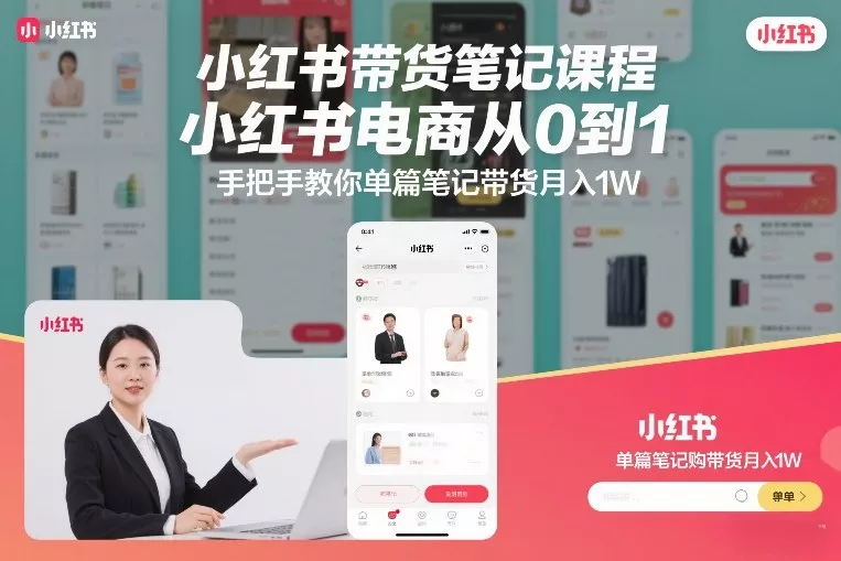 小红书带货笔记课程，小红书电商从0到1，手把手教你单篇笔记带货月入1W - 项目资源网