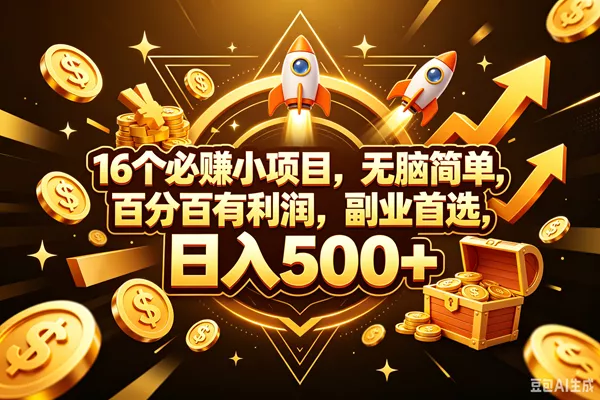 （18440期）16个必赚钱的小项目，百分百赚米，无脑简单，副业首选，日入300+ - 项目资源网