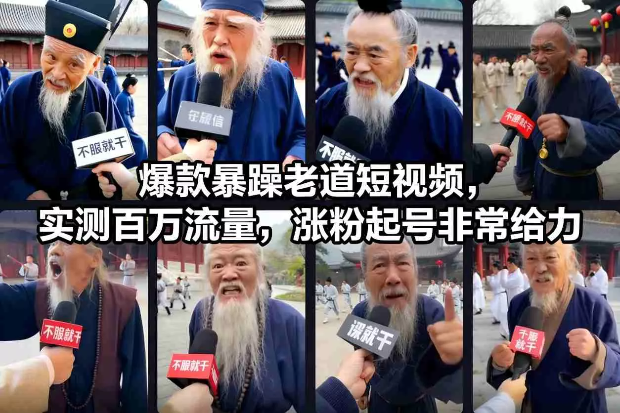 爆款暴躁老道短视频，实测百万流量，涨粉起号非常给力 - 项目资源网