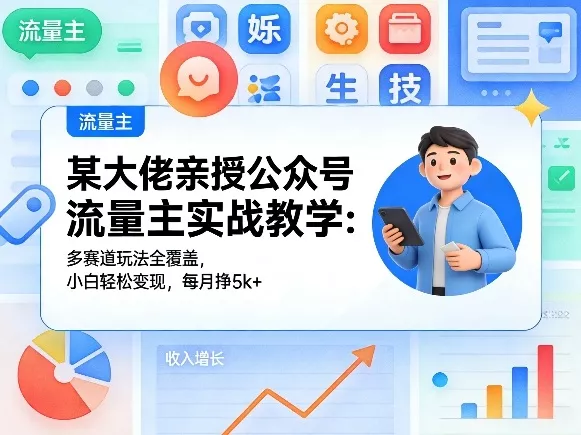 某大佬亲授公众号流量主实战教学：多赛道玩法全覆盖，小白轻松变现，每月多挣5k+ - 项目资源网