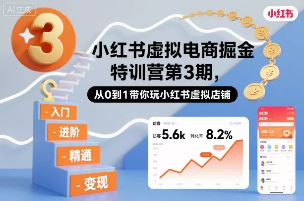 小红书虚拟电商掘金特训营第3期，从0到1带你玩小红书虚拟店铺 - 项目资源网