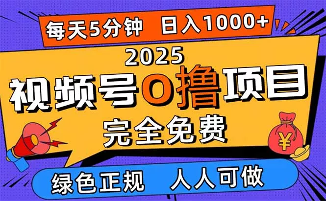 2025视频号0撸项目，5分钟一个号，日入1000+，人人可做 - 项目资源网