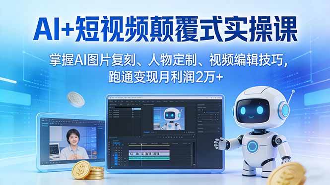 （17454期）AI+短视频颠覆式实操课：掌握AI图片复刻、人物定制、视频编辑技巧，跑通变现月利润2万+ - 项目资源网