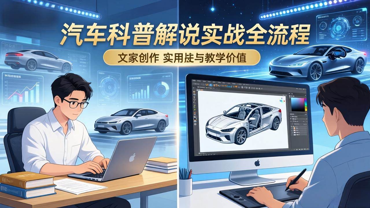（17665期）抖音汽车科普解说实战：文案+动画+画面处理+去水印全流程，打造专业汽车科普视频 - 项目资源网