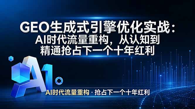 GEO 生成式引擎优化实战：AI时代流量重构，从认知到精通抢占下一个十年红利 - 项目资源网