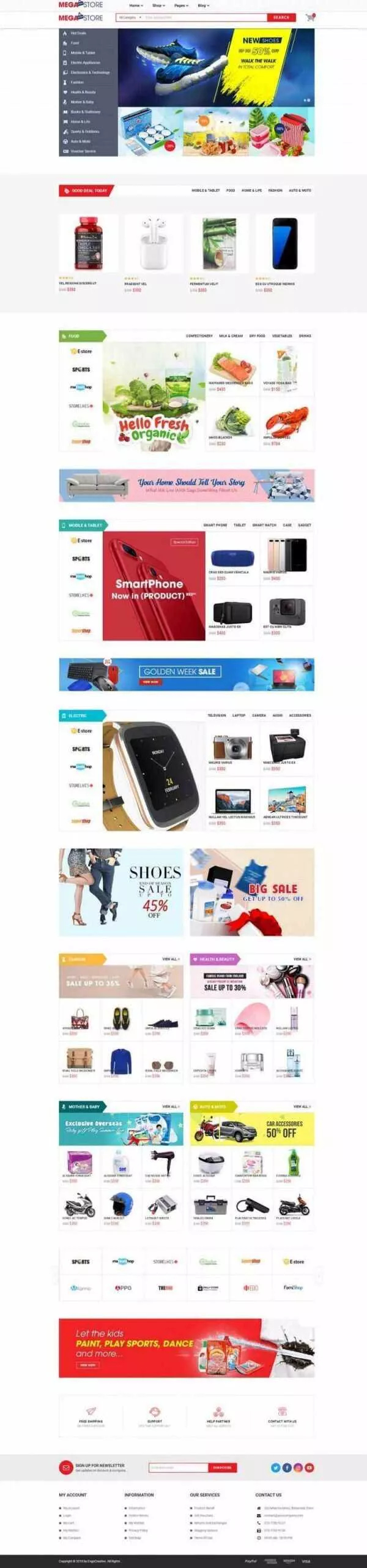 红色响应式超级市场综合商城网站