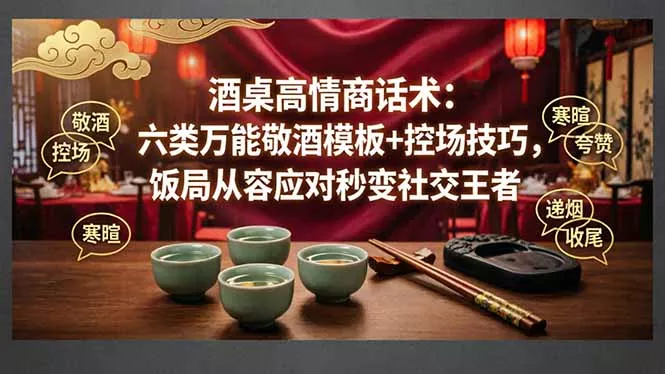 付费文章：酒桌高情商话术：六类万能敬酒模板+控场技巧，饭局从容应对秒变社交王者 - 项目资源网