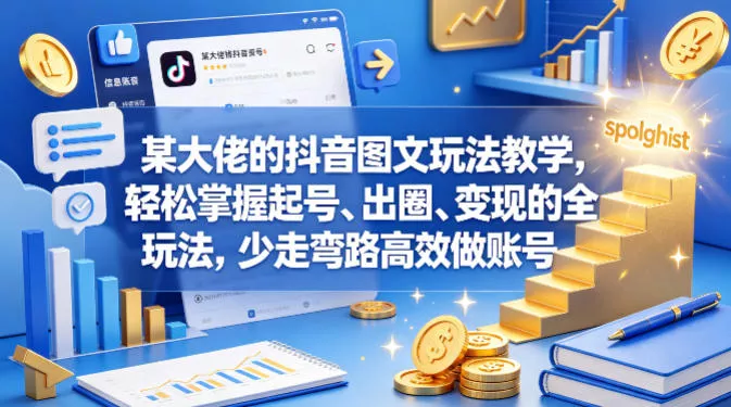 某大佬的抖音图文玩法教学，轻松掌握起号、出圈、变现的全套玩法，少走弯路高效做账号 - 项目资源网