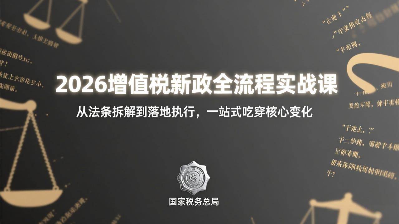 （17529期）2026增值税新政全流程实战课：从法条拆解到落地执行，一站式吃透核心变化 - 项目资源网