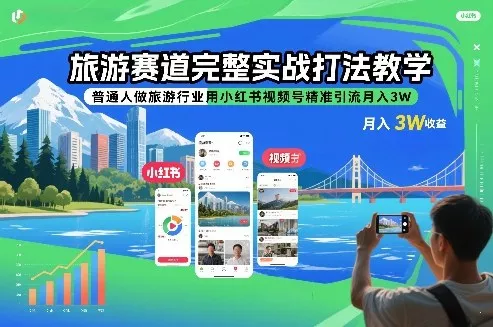 旅游赛道完整实战打法教学，普通人做旅游行业用小红书视频号精准引流月入3W - 项目资源网