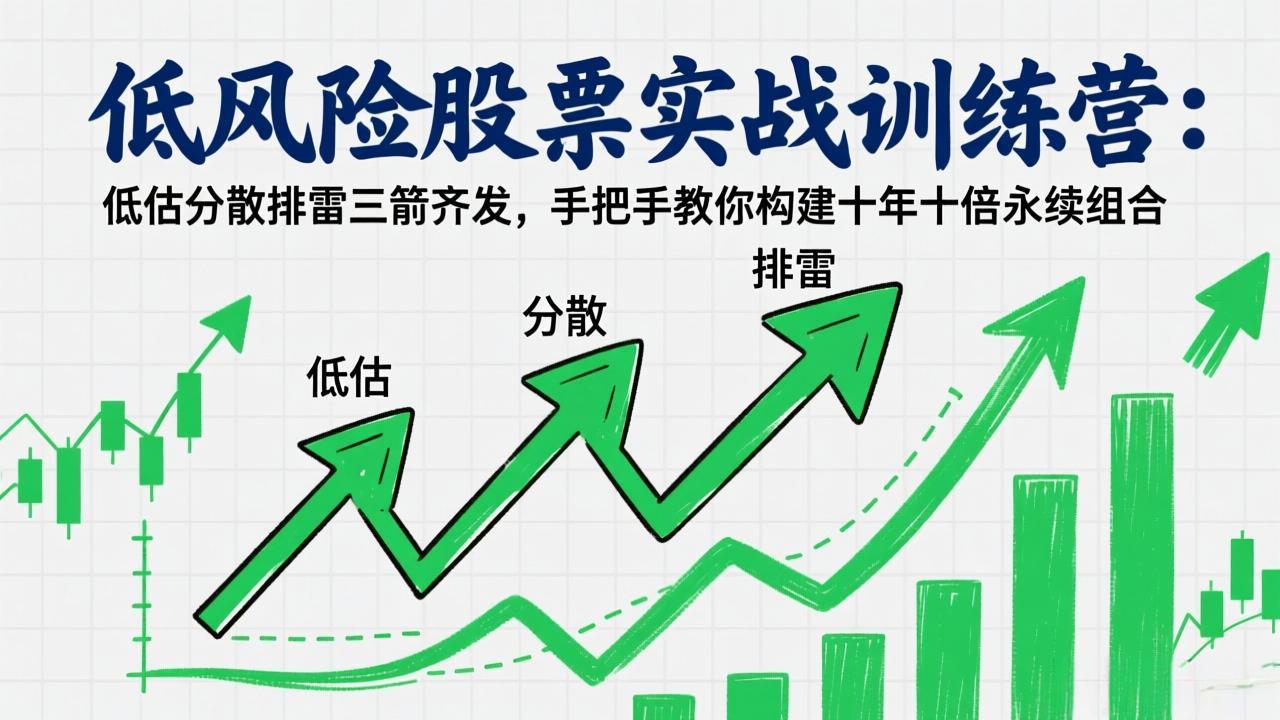 低风险股票实战训练营：低估分散排雷三箭齐发，手把手教你构建十年十倍永续组合 - 项目资源网