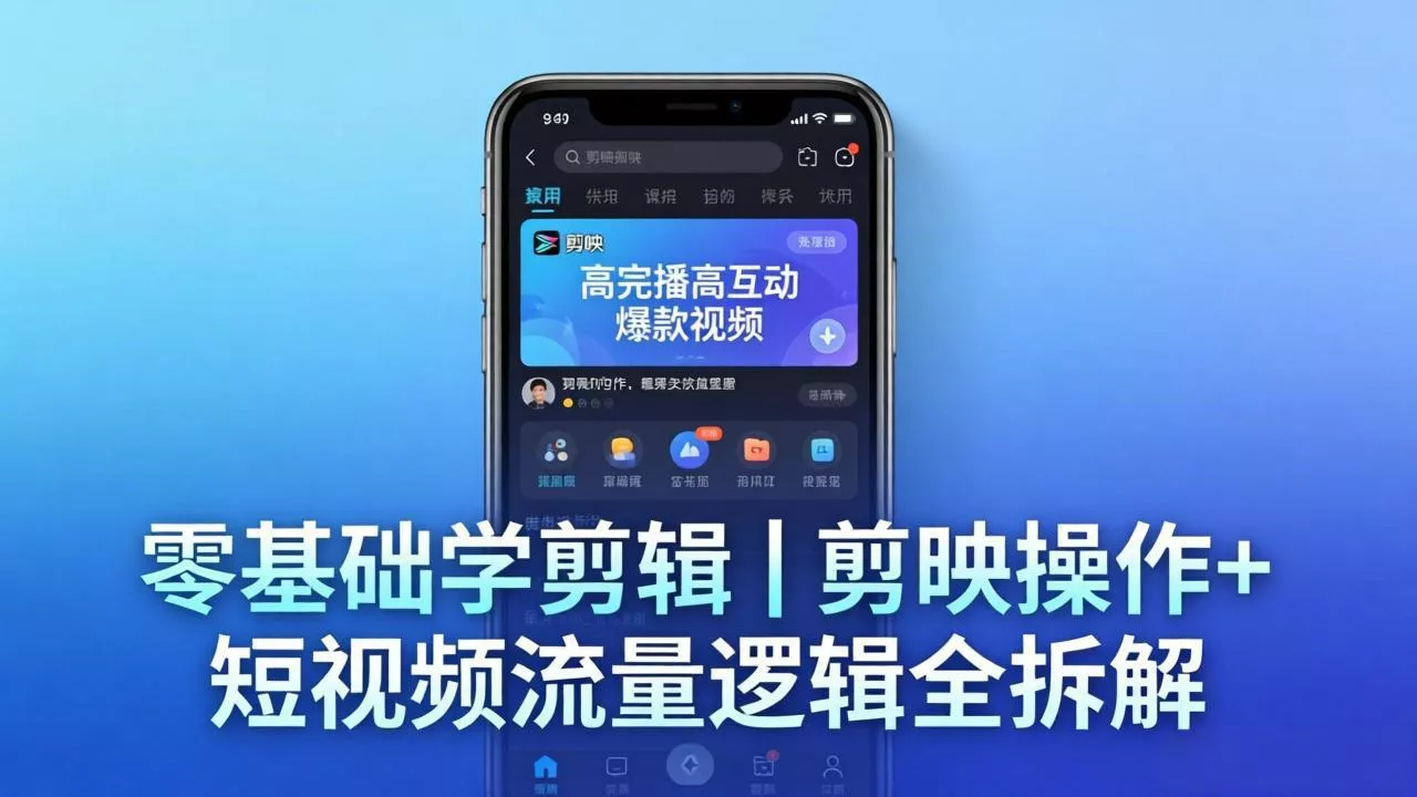 【零基础学剪辑】剪映操作+短视频流量逻辑全拆解｜手把手教你剪出高完播高互动爆款视频 - 项目资源网