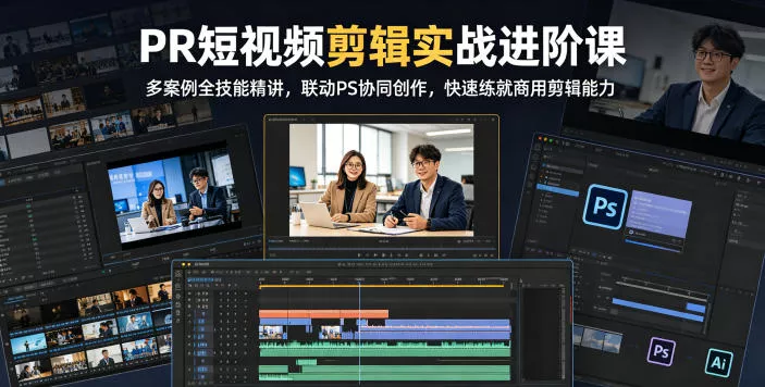 PR短视频剪辑实战进阶课，多案例全技能精讲，联动PS协同创作，快速练就商用剪辑能力 - 项目资源网