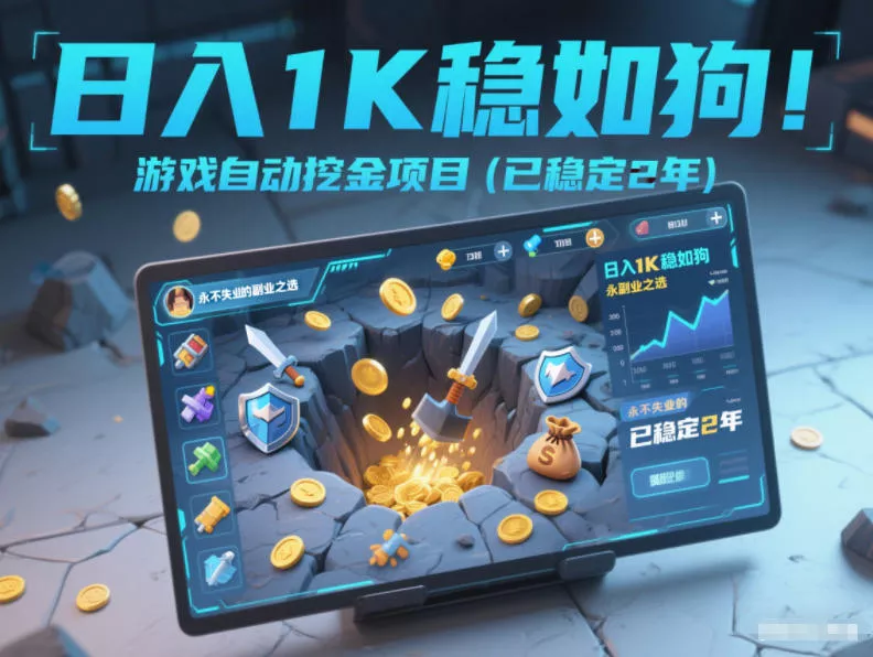 日入1K稳如狗！游戏自动挖金项目(已稳定2年)，永不失业的副业之选【揭秘】 - 项目资源网