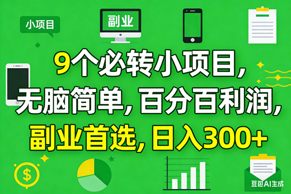 （17765期）10个必赚小项目，百分百有利润，无脑简单，副业首选，日入300+ - 项目资源网