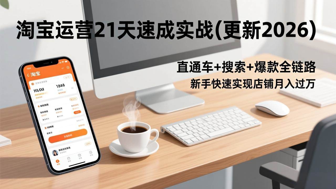 （17806期）淘宝运营21天速成实战(更新3月)，直通车+搜索+爆款全链路，新手快速实现店铺月入过万 - 项目资源网