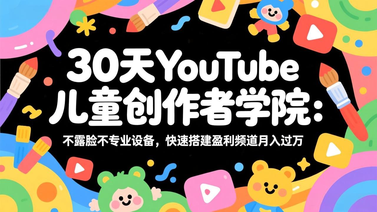 30天YouTube儿童创作者学院：不露脸不专业设备，快速搭建盈利频道月入过万 - 项目资源网