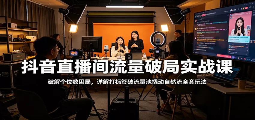 抖音直播间流量破局实战课：破解个位数困局，详解打标签破流量池撬动自然流全套玩法 - 项目资源网