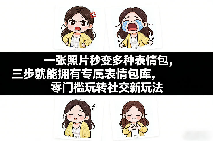 一张照片秒变多种表情包，三步就能拥有专属表情包库，零门槛玩转社交新玩法【文档】 - 项目资源网