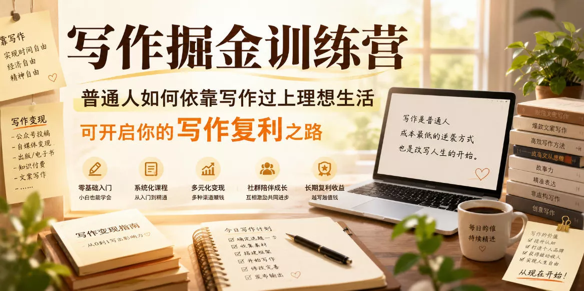 写作掘金训练营，普通人如何依靠写作过上理想生活，可开启你的写作复利之路(更新6月) - 项目资源网