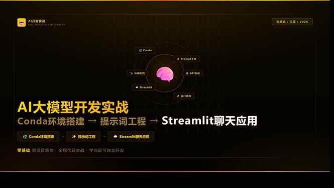 （17723期）AI大模型开发实战：Conda环境搭建→提示词工程→Streamlit聊天应用，零基础到项目落地 - 项目资源网