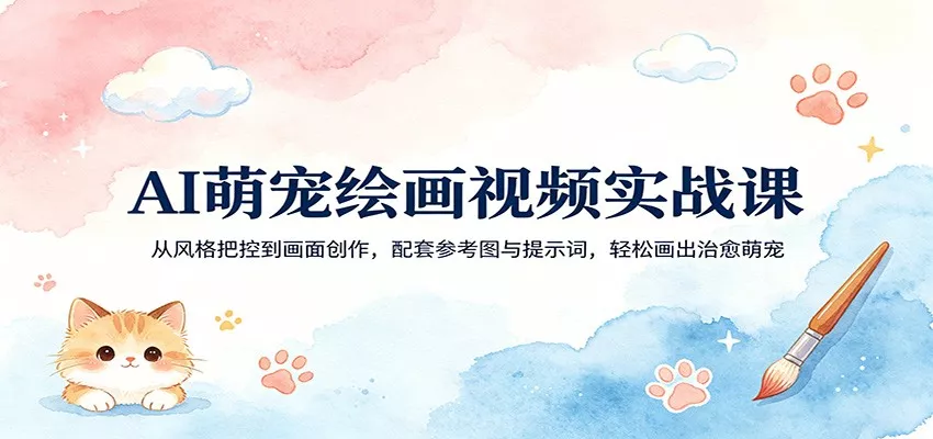 AI萌宠绘画视频实战课：从风格把控到画面创作，配套参考图与提示词，轻松画出治愈萌宠 - 项目资源网