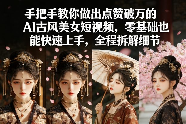 手把手教你做出点赞破万的AI古风美女短视频，零基础也能快速上手，全程拆解细节 - 项目资源网