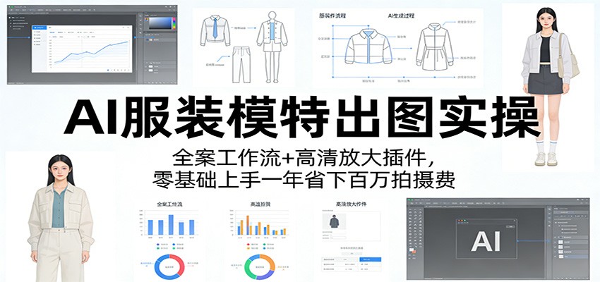 AI服装模特出图实操：全案工作流+ 高清放大插件，零基础上手一年省下百万拍摄费 - 项目资源网