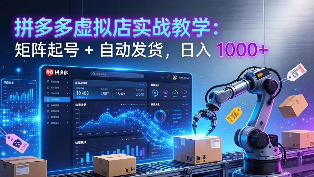 拼多多虚拟店实战教学：矩阵起号 + 自动发货，日入 1000+ - 项目资源网