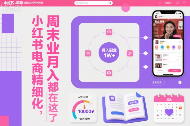 小红书电商精细化运营全流程，周末副业月入1W+，全套方法都在这了 - 项目资源网