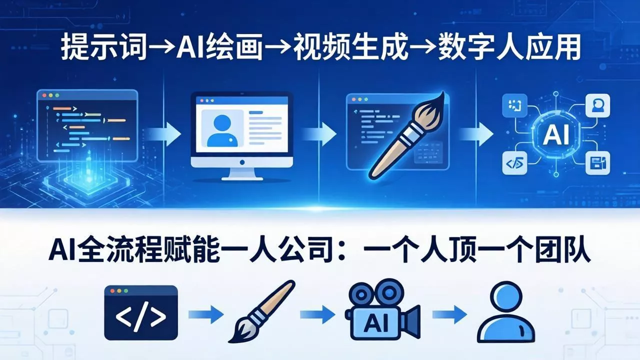 AI全流程赋能一人公司：提示词、绘画、视频、数字人、编程，一个人顶一个团队 - 项目资源网