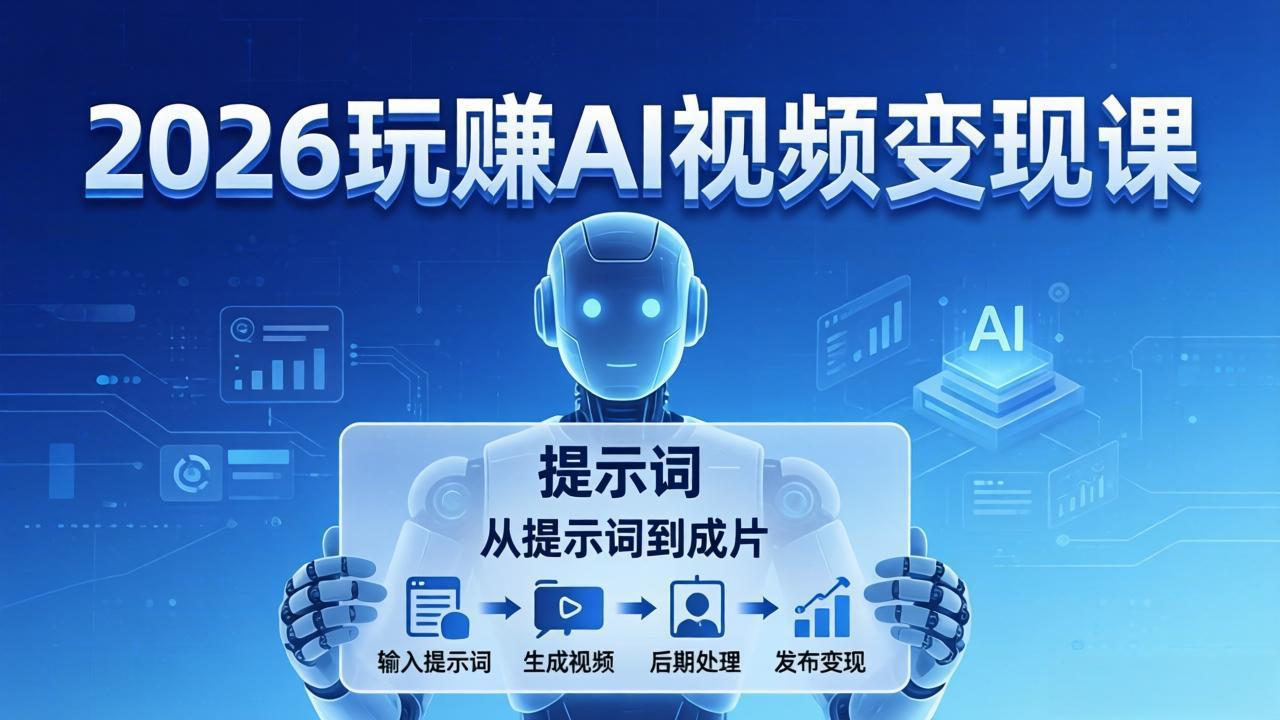 2026玩赚AI视频变现课：掌握 AI 视频全流程技能，从提示词到成片高效产出 - 项目资源网