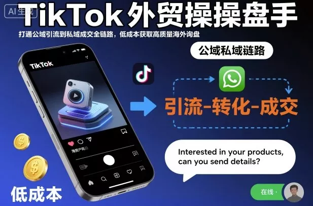 TikTok外贸操盘手，打通公域引流到私域成交全链路，低成本获取高质量海外询盘 - 项目资源网