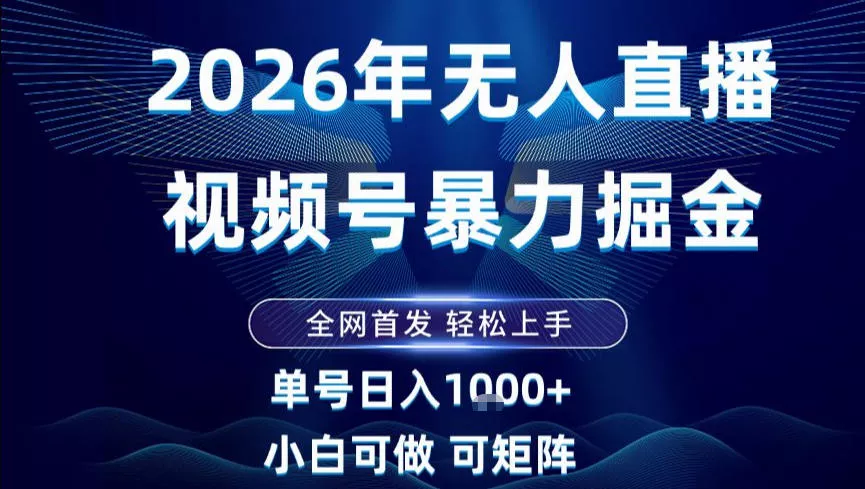 2026最新视频号无人直播掘金，全网首发，小白可以玩，长期稳定日入1k+【揭秘】 - 项目资源网