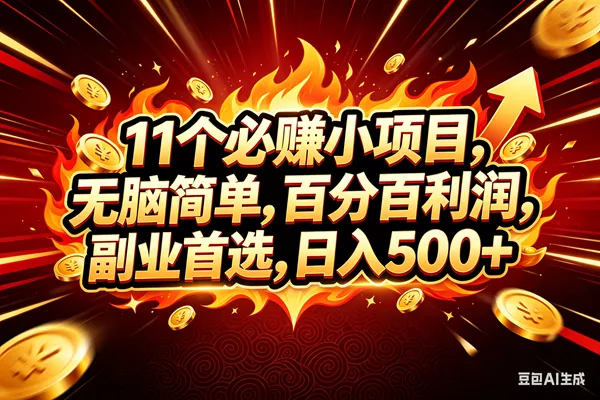 （18245期）11个必赚钱的小项目，百分百赚米，无脑简单，副业首选，日入300+ - 项目资源网