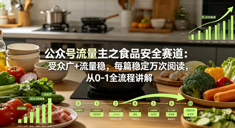 公众号流量主之食品安全赛道，受众广+流量稳，每篇作品稳定万次阅读，从0-1全流程讲解 - 项目资源网