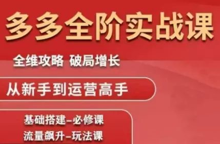 大炮·拼多多全阶实战课程(更新10月) - 项目资源网
