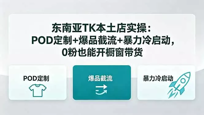 （18381期）东南亚TK本土店实操：POD定制+爆品截流+暴力冷启动，0粉也能开橱窗带货 - 项目资源网