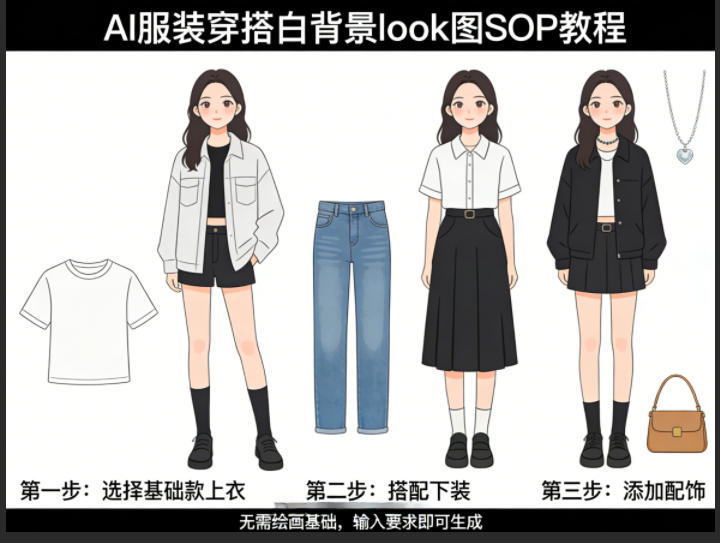 AI服装穿搭白背景look图SOP教程，不用会画画，提几句具体要求，AI就能还你一个奇迹 - 项目资源网