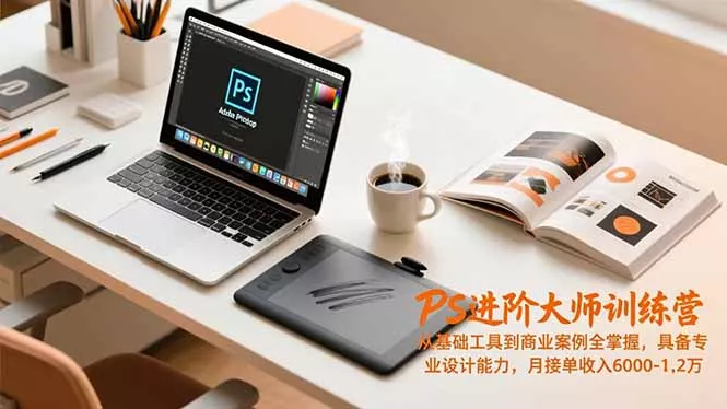 PS进阶大师训练营，从基础工具到商业案例全掌握，具备专业设计能力，月接单收入6000-1.2万 - 项目资源网
