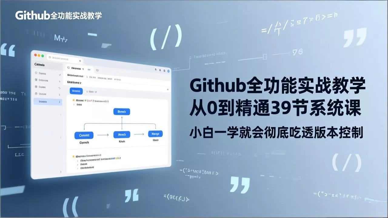 GitHub-全功能实战教学，从0到精通39节系统课，小白一学就会彻底吃透版本控制 - 项目资源网