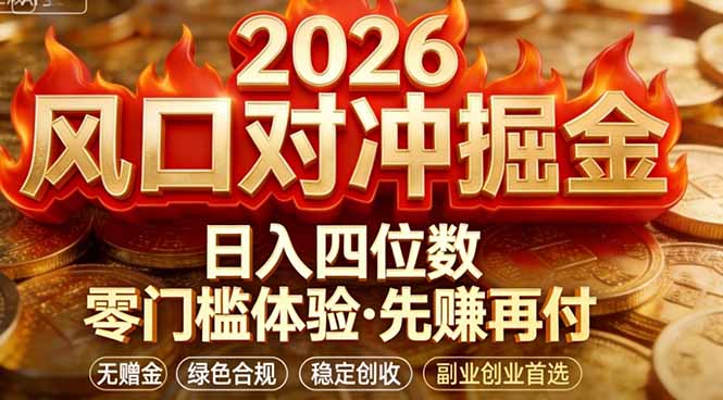 2026美金对冲套利，无赠金对冲策略保驾护航，低门槛易上手实操。单人单日收益2000+ - 项目资源网