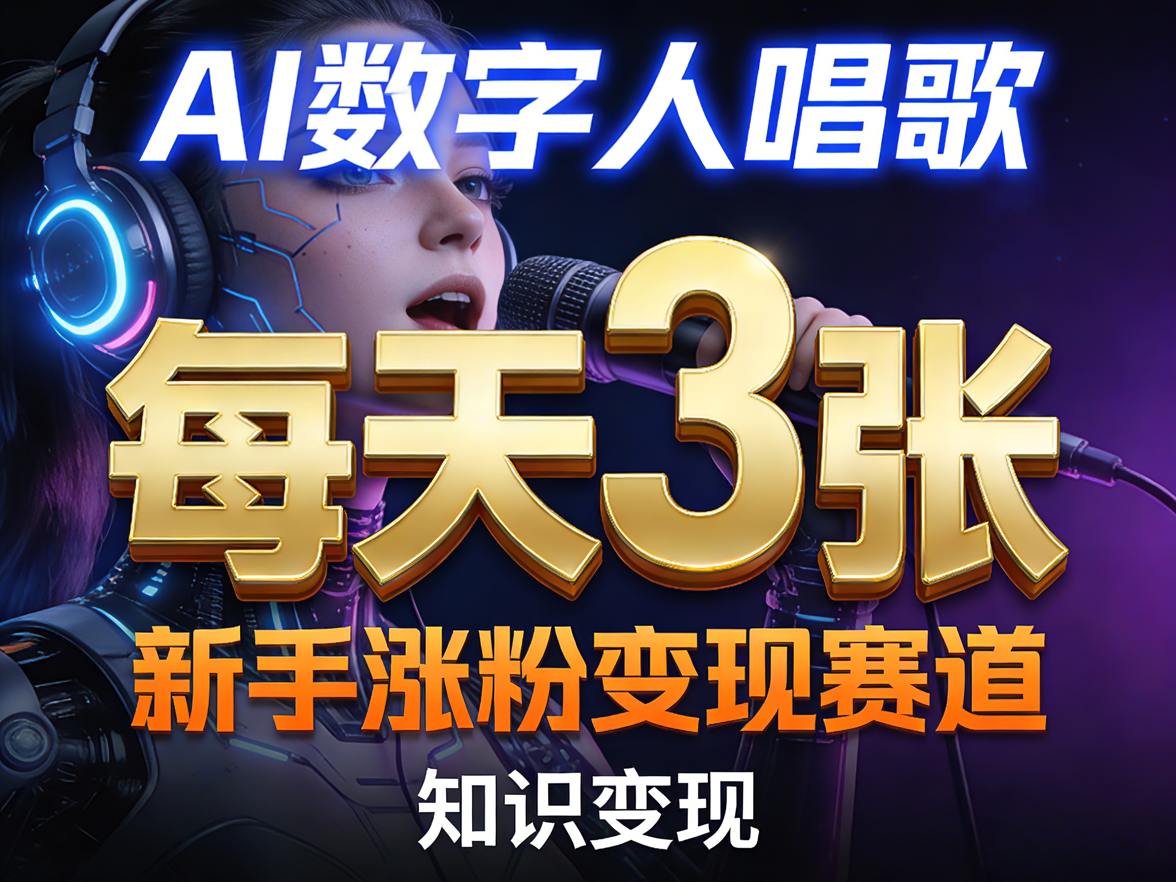 AI数字人唱歌，新手涨粉变现赛道，每天3张和知识付费，副业必备 - 项目资源网