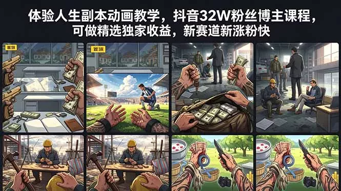 体验人生副本动画教学， 抖音32W粉丝博主课程，可做精选独家收益，新赛道新涨粉快 - 项目资源网