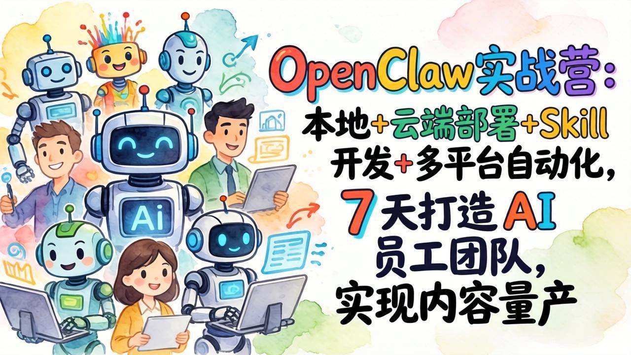 （17673期）OpenClaw实战营-更新：本地+云端部署+Skill开发+多平台自动化，7天打造AI员工团队+实现内容量产 - 项目资源网