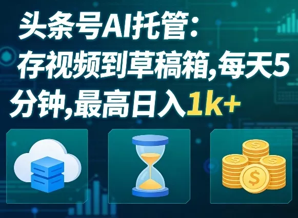 头条号AI托管，我存视频到你草稿箱，每天5分钟，最高日入1k+【揭秘】 - 项目资源网